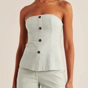 ABERCROMBIE STRAPLESS LINEN BLEND TOP NWOT